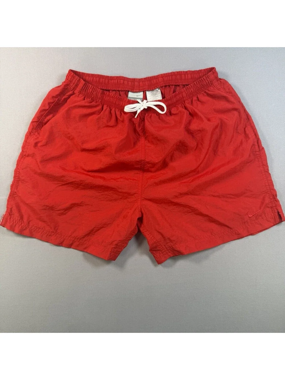 VTG 90s Nike Nylon Swim Trunks Red Drawstring Shorts Mens M EUC Y2K
